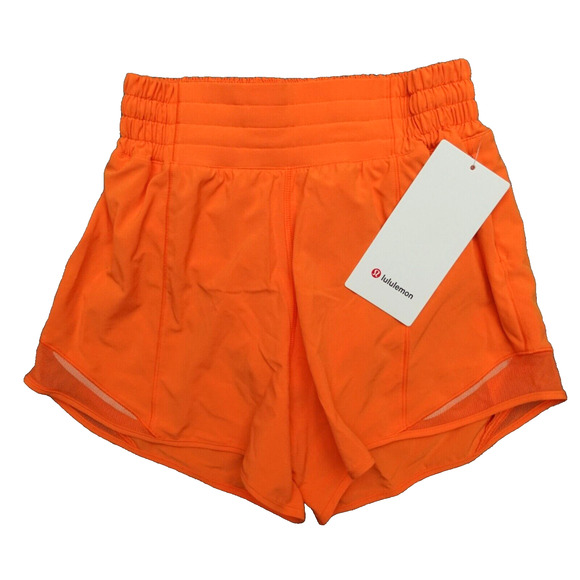 New Lululemon Size 4 Hotty Hot Shorts High Rise HR 4” Lined LITO Lit Orange
